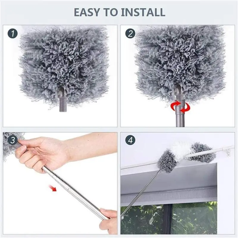 Extendable handle Feather Duster 250cm Long Telescopic Magic Static Duster Brush 7