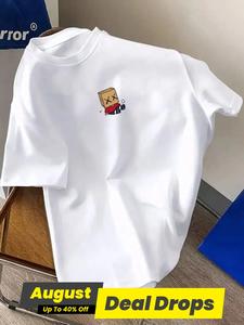 Men's Regular Fit Cartoon Graphic Print Round Neck Tee, Casual Fashion Short Sleeve T-shirt, Men's Summer Top for Daily Wear, Tropical