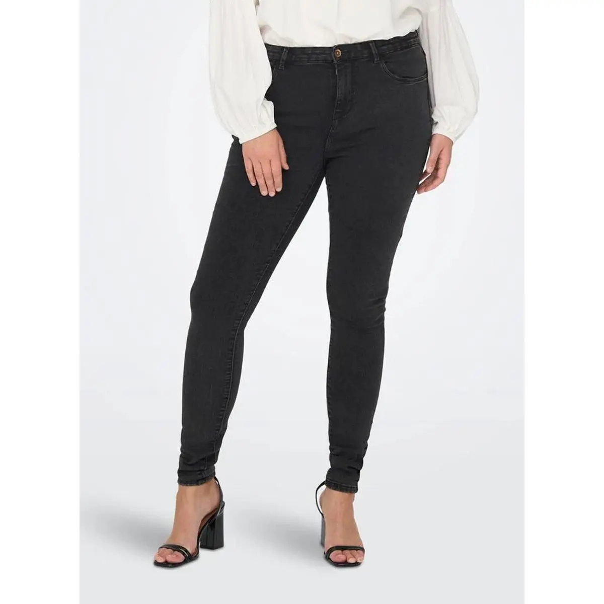 Ladies Outsize Carthunder Regular Waist Skinny Jeans Dark Grey