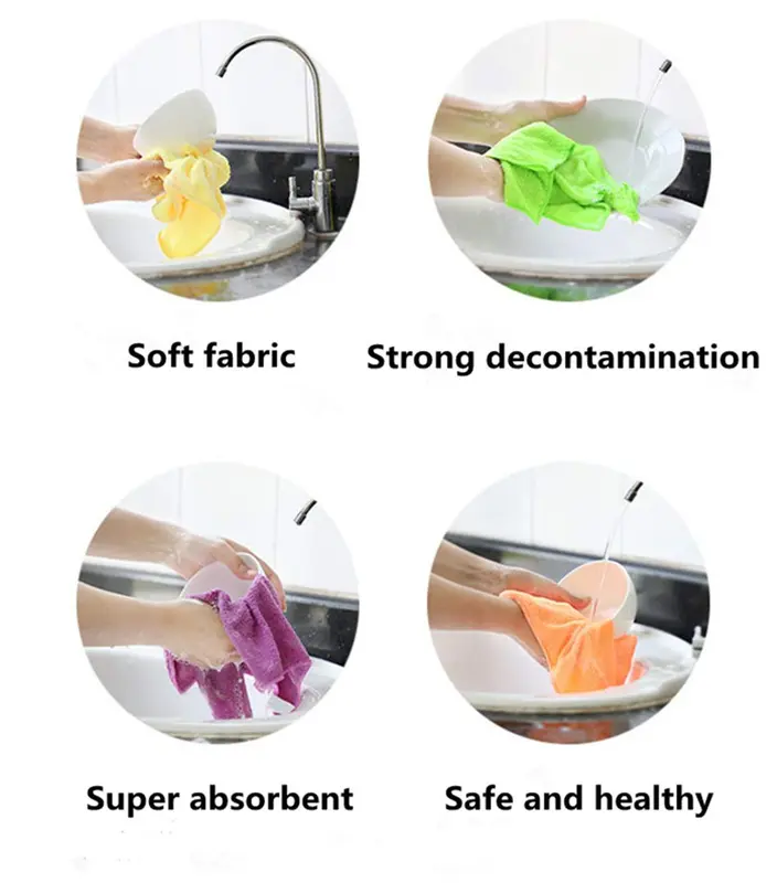 Rubber Cleaning Gloves Kitchen Dishwashing Glove 2-Pairs and Cleaning Cloth 2-Pack,Waterproof Reuseable. (Red, Large) 4