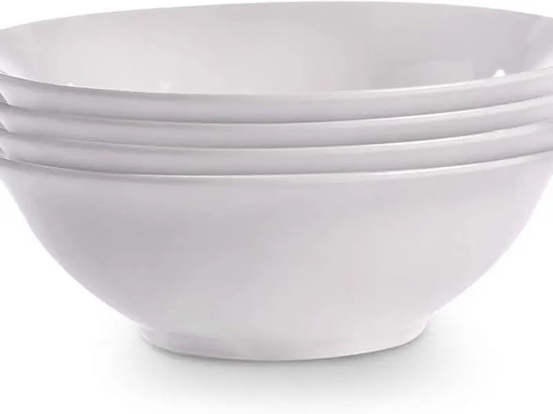 White Serving Bowls - Set of 4 | Serving Dishes | Pasta Bowls | Italian Dinnerware | Porcelain Tableware | For Ramens, Salads, Soups and Noodles | M&W 0