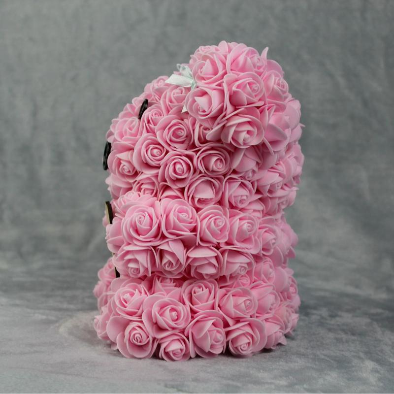 Personalised Flower Bear Custom Name Rose Bear Teddy Artificial Rose Birthday Christmas Mother's Day Gift for Her Gift For Him Nan Friend Daughter Son Wedding Funeral Memorial Colourful Flowers Personalized 2