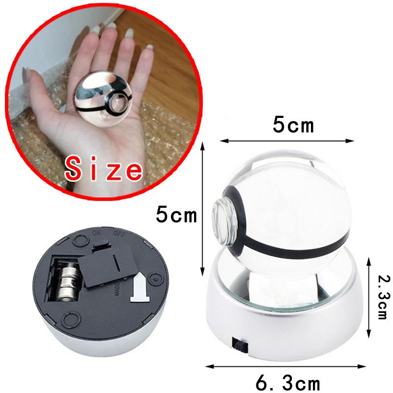 Pokemon 3D Crystal Ball Pikachu Gengar Mew Mewtwo Figurines Lamp Base Pokeball 3D Pokemon Glass Ball Statue Kids Birthday Gift 5