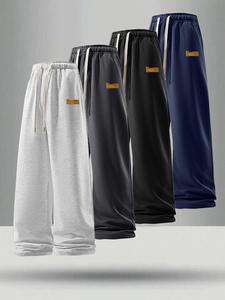 Men's Letter Print Drawstring Waist Sweatpants, Casual Loose Fit Jogger Pants for Summer, Men's Trousers for Daily Wear