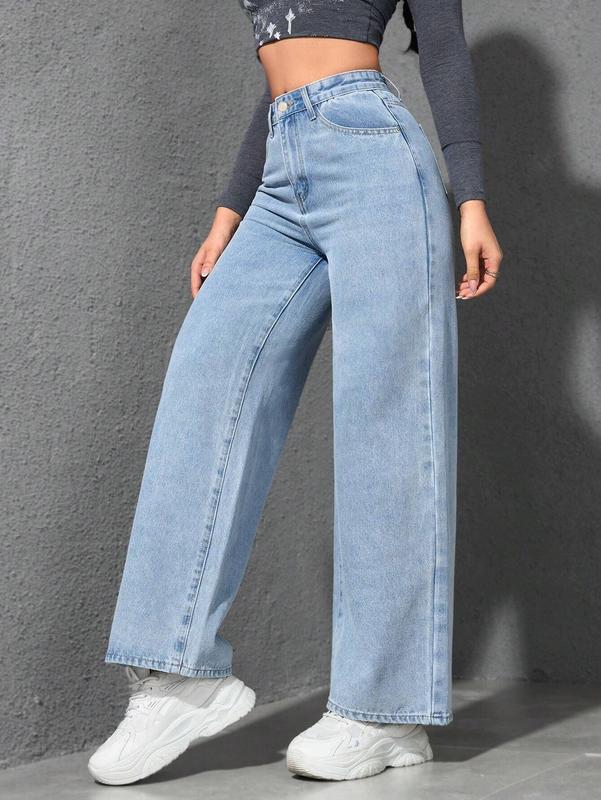 2025 spring new American wide leg jeans women light color washed loose slim mopping denim trousers 2