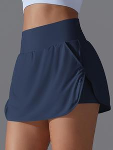 Women's Solid Color Pocket Sports Skort, High Stretch Quick-drying Skort for Golf, Ladies Sportswear for Indoor Outdoor Wear