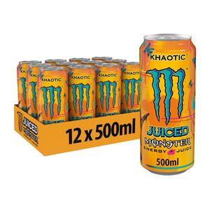 Monster Energy Juiced Khaotic Can Drink - Pack of 12 x 500ML - Fruity Flavors, Sport, Beverage