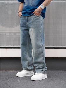 Men's Fashionable Wide Leg Jeans, Loose Casual Comfy Pocket Denim Trousers for Daily Wear, Fashion Men's Bottoms for All Seasons