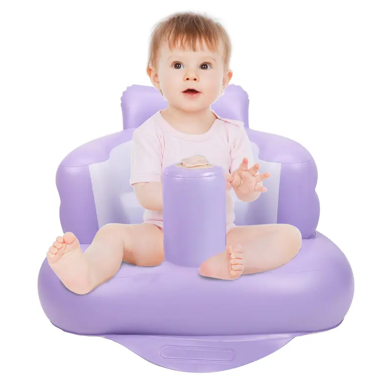 Inflatable Baby Chair, Baby Inflatable Seat for Babies 3 Months and Up Summer Inflatable Baby Seat for Sitting Up, Blow Up Baby Floor Seat with Built in Air Pump, Bear 7
