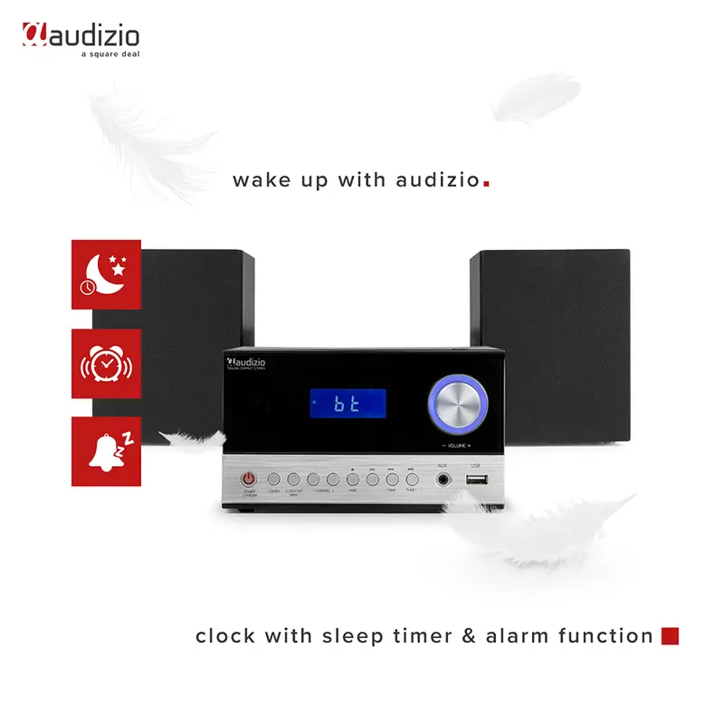 Audizio Toulon HiFi Stereo System with Bluetooth, CD Player - Black 6