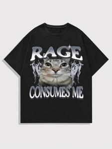 Men's Regular Fit Graphic Print Round Neck Tee, Street Fashion Casual Short Sleeve T-shirt for Daily Wear, Men's Summer Clothes