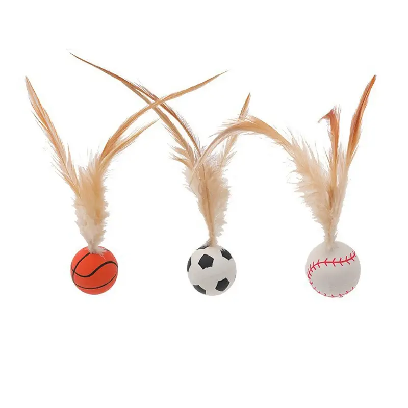 Cat Interactive Ball Toys Interactive Bouncy Ball with Feathers Cat Toys  for Indoor Cats and Kittens 5