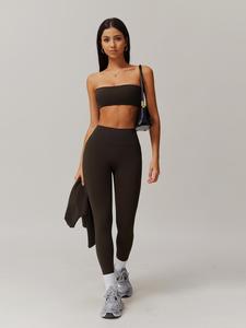 Women's Solid Crop Tube Top & High Waist Leggings Sports Set, Casual Comfy Breathable Quick Drying Tracksuit Set for Gym Workout Running, Ladies Sportswear for All Seasons