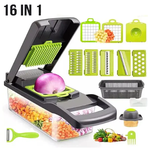 16 in 1 Vegetable Chopper Salad Fruit Mandolin Slicer Food Dicer Cutter Peeler. 0
