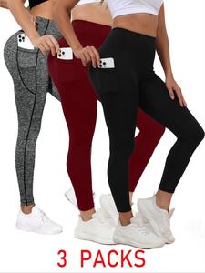 Women's High Waist Pocket Sports Leggings, Tummy Control Butt Lift Yoga Leggings, High Stretch Seamless, Summer Outfits 2024, Ladies Sportswear Clothing