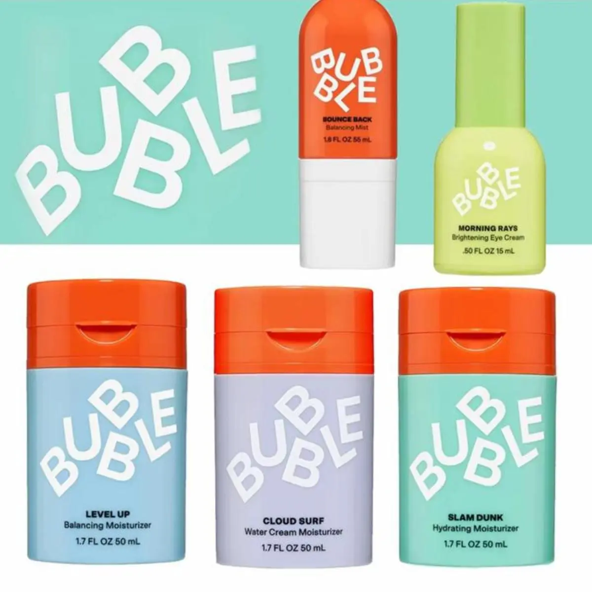 Bubble Skincare Face Moisturizer-Hydrating Face Cream / Hydrating Gel Moisturizer/Cloud Surf Water Cream/ Balancing Facial Toner Mist/Morning Rays Brightening Eye Cream Aloe Aloe Vera