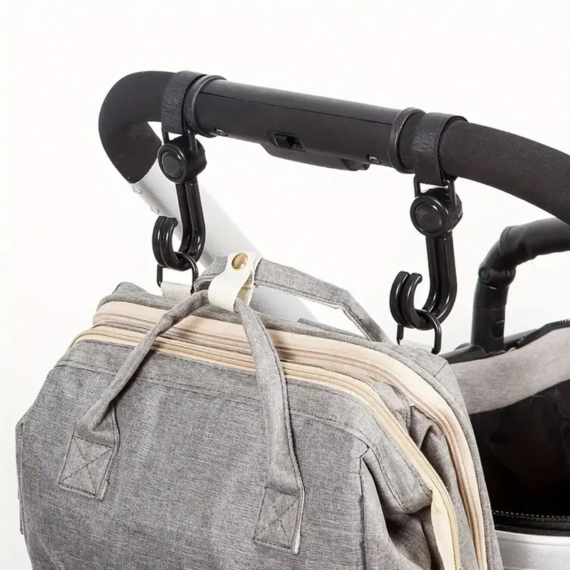 1pc/2pcs-360° Rotating Multipurpose Stroller Hooks – Cart & Bike Hanger, Organizer Accessory For Parents, Travel Hook 0