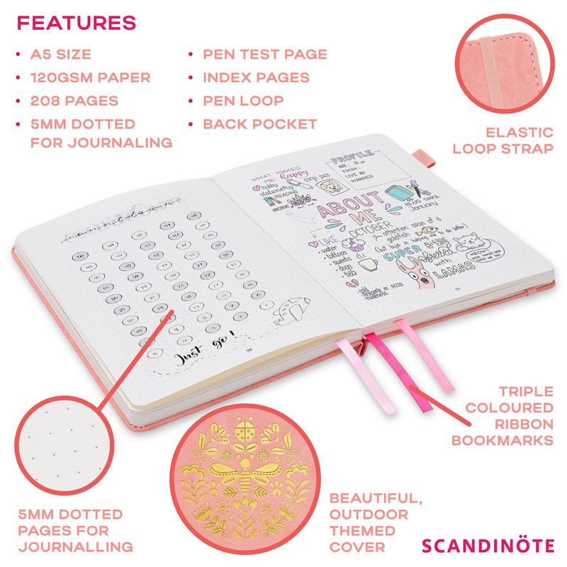 Scandinote A5 Bullet Dotted Journal - Pink 3