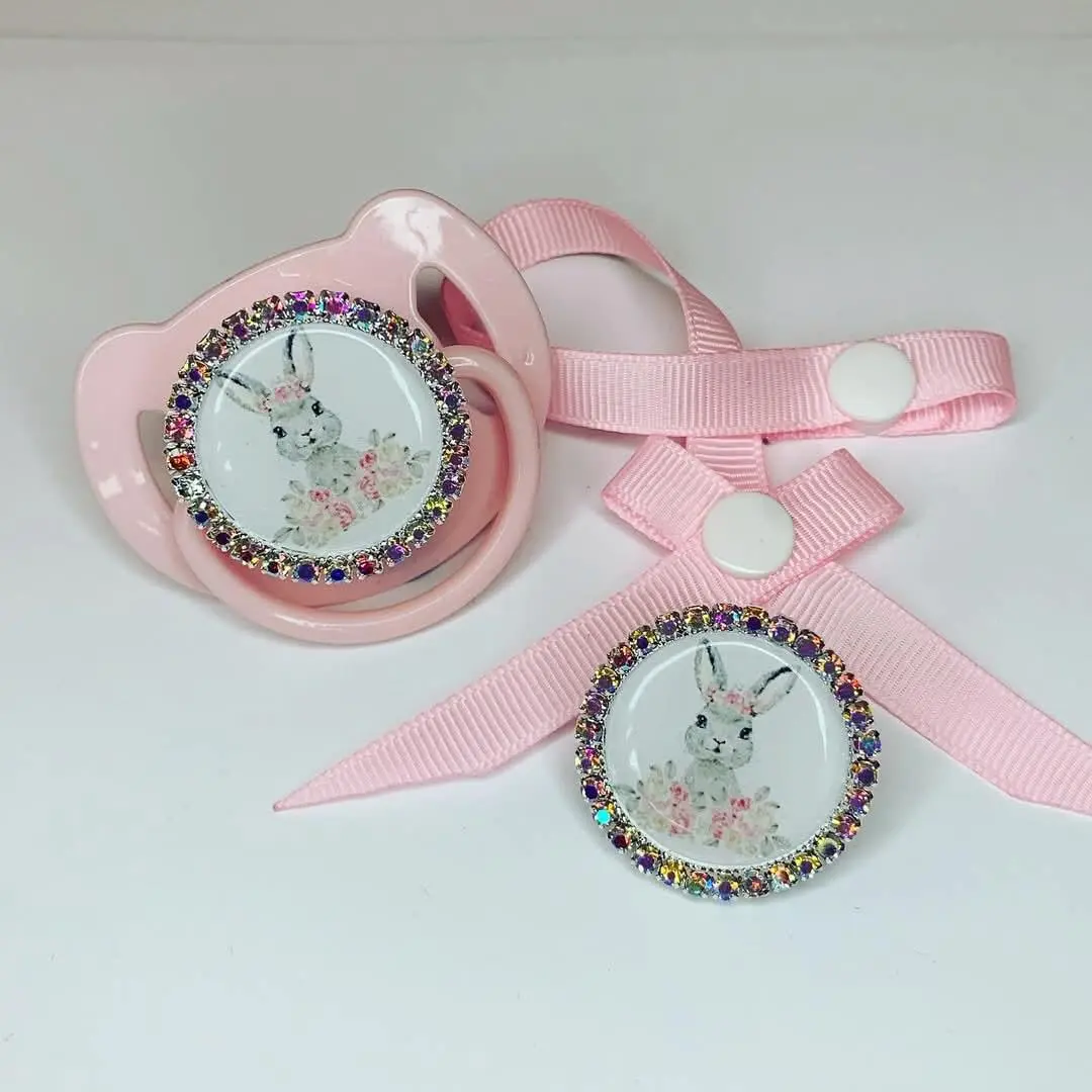 Personalised Dummy & Dummy Clip Soother Strap Baby Boys Girls Dolls Pink Blue Gold Silver White Navy Black Bling Designer Any Name Colour  SALE zxcxcz37