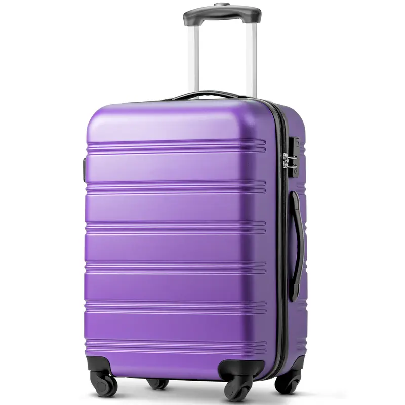 ABS Hard shell Travel Trolley Suitcase 4 wheel Luggage set Hand Luggage, 24", (Purple) 0