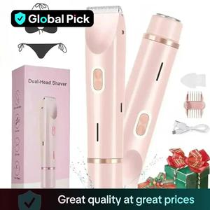 2 in 1 Electric Hair Trimmer, 1 Set Waterproof Hair Remover with Accessories, USB Rechargeable Trimmer, Multifunctional Women's Hair Removal Machine for Face, Underarm, Leg, Women's Electric Shaver, Bikini Trimmer, Cordless Trimmer