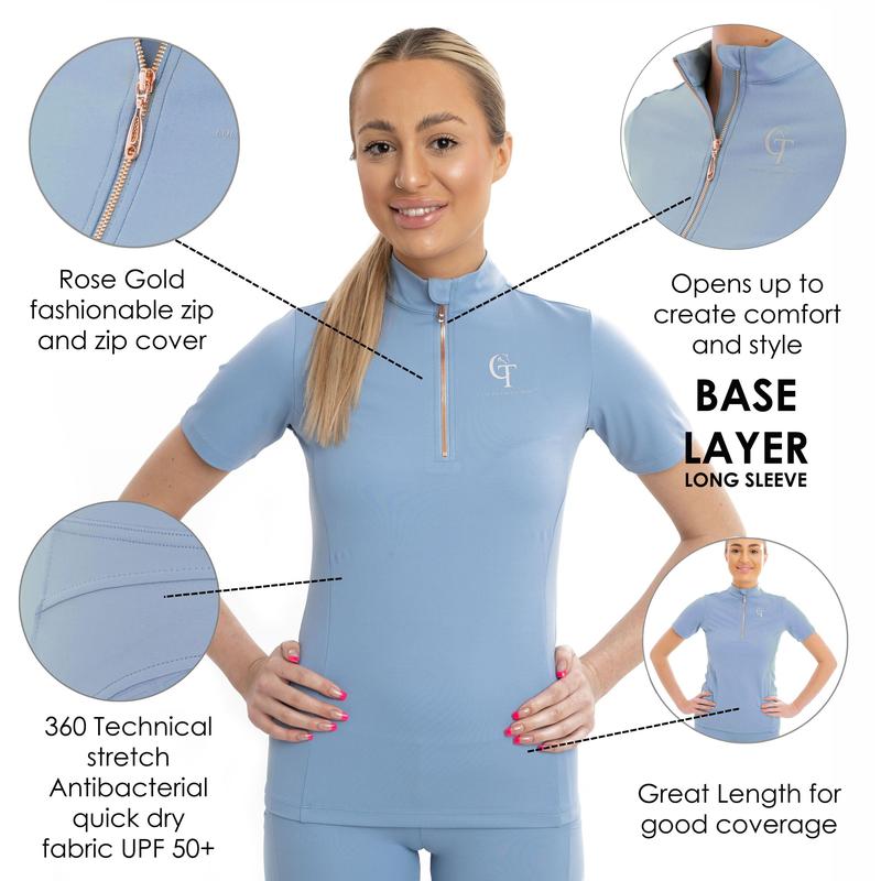 Horse Riding Base Layer Short Sleeve-Sky Blue 2