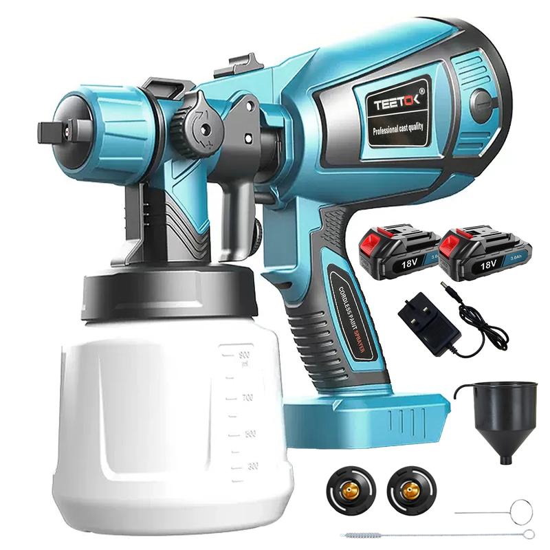 2 Battery Cordless Paint-Sprayer-Spray Gun Airless Home/Outdoor Wall Fence For Makita 18V HVLP 1000ML 5