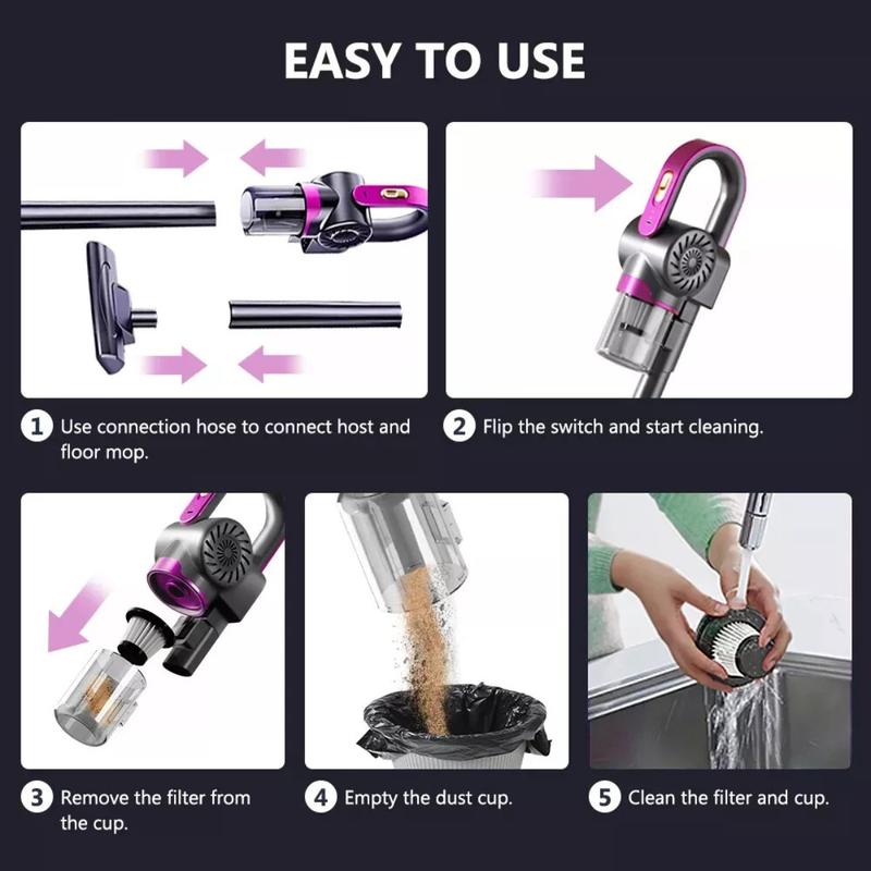 Product Introduction of Vacuum Cleaner, Stick Vacuum, Handheld Vacuum – Cordless Stick Vacuum for Carpet & Floor Cleaning, Powerful Suction for Pet Hair Removal, Lightweight Rechargeable Vacuum for Home & Car – Spring Cleaning Gift, Mother’s Day Gift, Christmas Cleaning Gadget 1