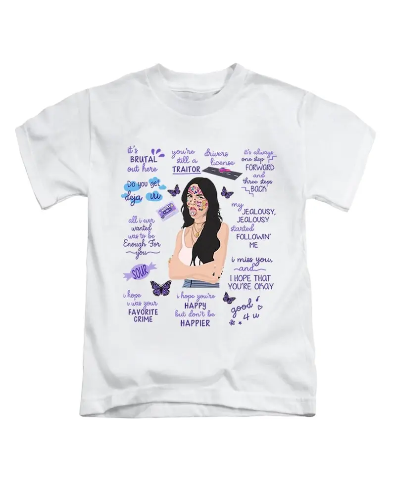 Purple Text & Image Olivia Rodrigo T-Shirt Cute Tee Top New