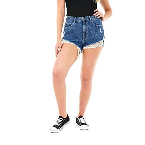 Trendy Mid Blue Distressed Denim Shorts for Effortless Summer Style 1
