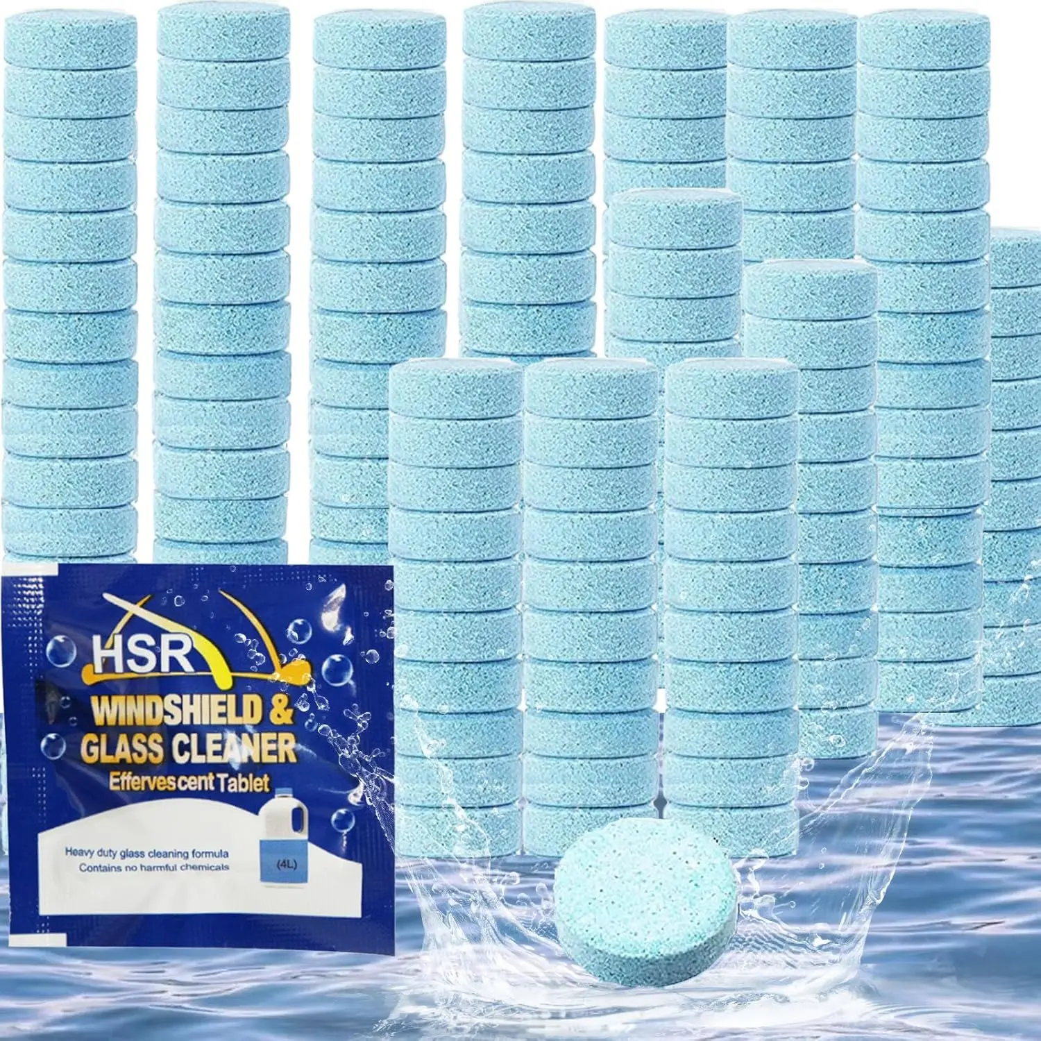 100 Pieces Screen Wash Tablets for Car and Kitchen Glass Cleaning - Household