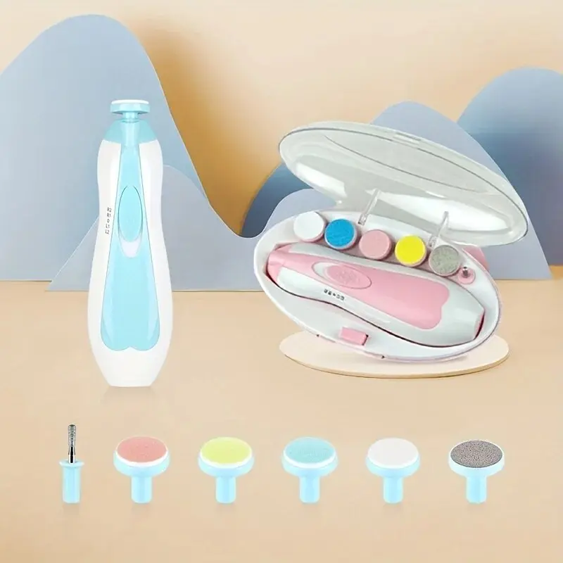 Baby Nail Grinder Electric Six-in-one Multi-head Anti-scratch Children Anti-meat Nail Clipping Manicure Suit Portable 1