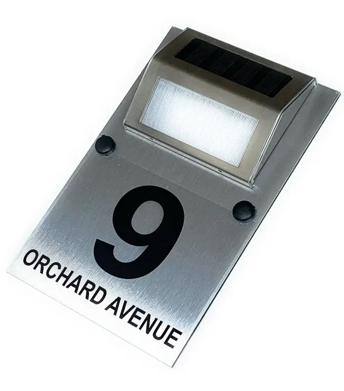 STYLISH LED SOLAR HOUSE SIGN PLAQUE DOOR NUMBER STREET NAME CUSTOMISED SIGN 5
