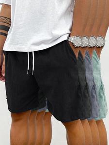 Men's Solid Color Corduroy Shorts, Casual Comfy Breathable Regular Fit Straight Leg Shorts for Summer, Men's Bottoms for Daily Wear