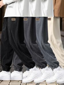 Men's Letter Tape Waistband Pants, Casual Comfy Straight Leg Trousers for Summer, Woven Bottoms for Men