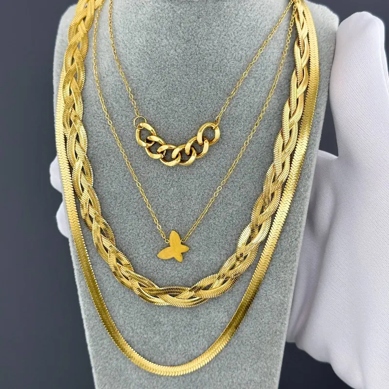 Classic herringbone chain necklace women s 4