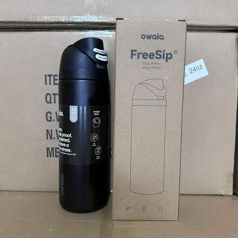 OWALA 32OZ FreeSip Insulated Stainless Steel Water Bottle Double-Layer Kettle With Straw Vacuum Flasks For Sports Travel 5