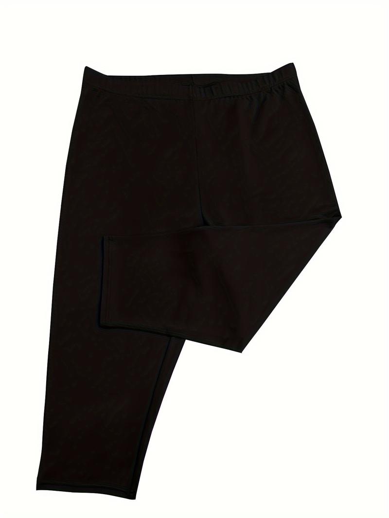 Product Introduction of Plus Size Solid Skinny Capris Leggings, Women's Casual Crop For Spring & Summer 4