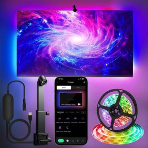 16.4ft LED Light Strip, 1 Count USB LED Light Strip with Remote Control, Smart LED TV Backlight, Adjustable RGB Interior LED Lights, LED Ambient Light for Home Living Room Bedroom, Lights Bedroom, LED Dimmable Lighting, LED Lighted