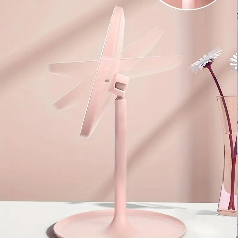 LED Vanity Makeup Mirror | Cat-Face Design with Pink Ears | Battery-Powered Lighting | Portable & Freestanding | Ideal for 6