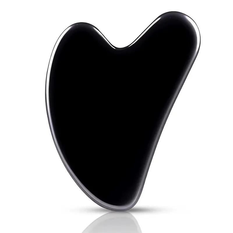 Black Gua Sha Massage Tool for Skin Tightening & Rejuvenation - Natural Jade Stone for Face, Neck & Eye Puffiness - Skincare - Gift, Facial 0