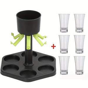 Shot Glass Dispenser & Holder, 1 Count Wine Alcoholic Beverages Dispenser, Fair Pouring Dispenser, Liquor Decanter Set, Suitable for Alcoholic Party Drink Sets, Stylish Drink Cocktail Kit Accessories, Home Bar Accessories