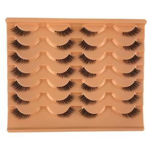 Half Cut Fluffy False Eyelashes, 14 Pairs Natural Look Curly Thick Faux Eyelashes, Portable Makeup Tool for Women, Valentine's Day Gift, Cosmetic