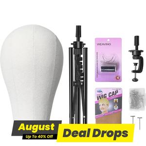 Wig Head with Stand, 1 Set Wig Head with Table Clamp & Needles & Wig Caps & Sewing Kit, Professional Hair Styling Tool for Salon & Barber Shop Synthetic Hair Extensions, Adjustable Wig Head, Hair Weft Extensions