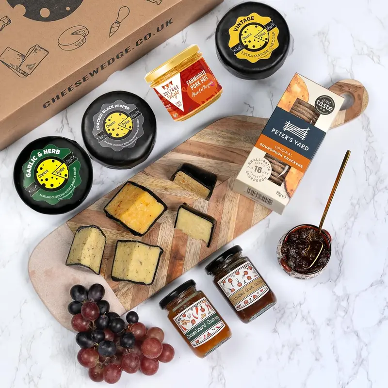 Luxury Cheese & Pate Hamper Gift Set | 7 Gourmet Items Including Handmade Cheeses, French Farmhouse Pâté, Crackers & Chutney | Perfect for Cheese Lovers & Foodies 1