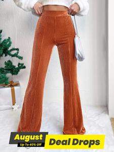 Women's Plain High Waist Flare Leg Pants, Fitted Comfy Bell Bottom Trousers for Daily Wear, Fashion Ladies Bottoms for All Seasons, Comfy Stretchy Trousers for Women, Flared Leggings, Womenswear, Casual Chic Trousers