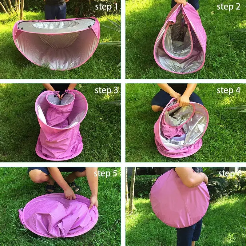 Pop Up Baby Beach Tent, Portable Kiddies Shade Pool Tent 50 SPF UV Protection Sun Shelter Canopy for Infant Indoor and Outdoor Use (Pink) 4