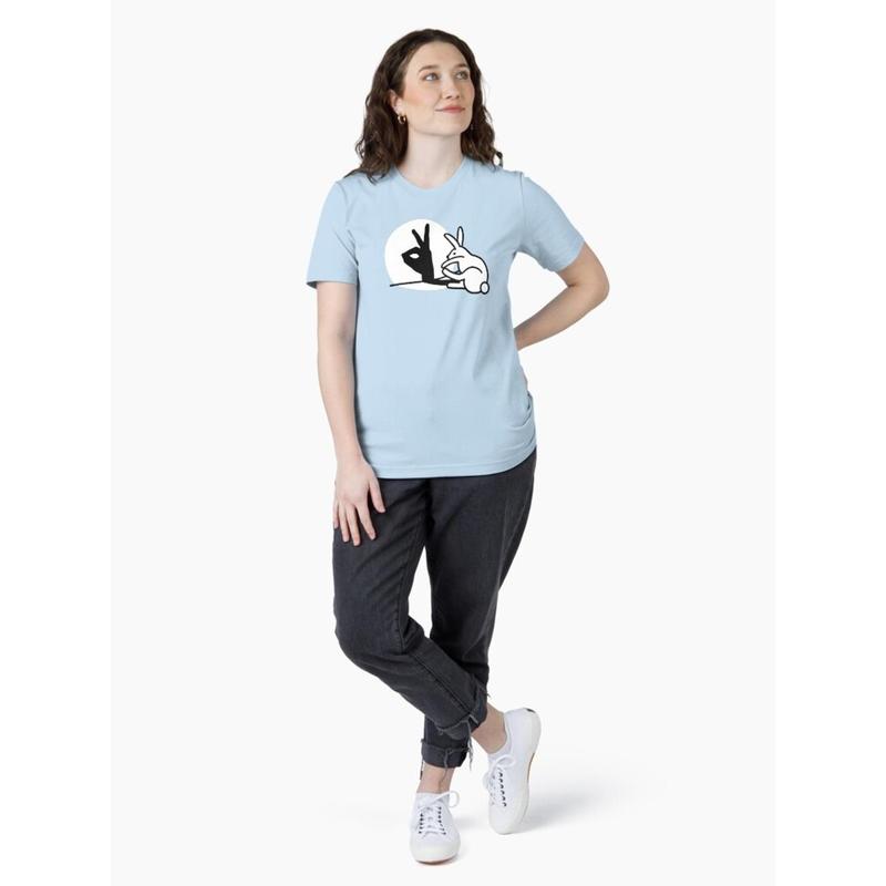 Funny Rabbit Hand Shadow Puppets T-Shirt – Quirky Pop Art Tee for Humor Lovers, Artists & Retro Style Fans 3