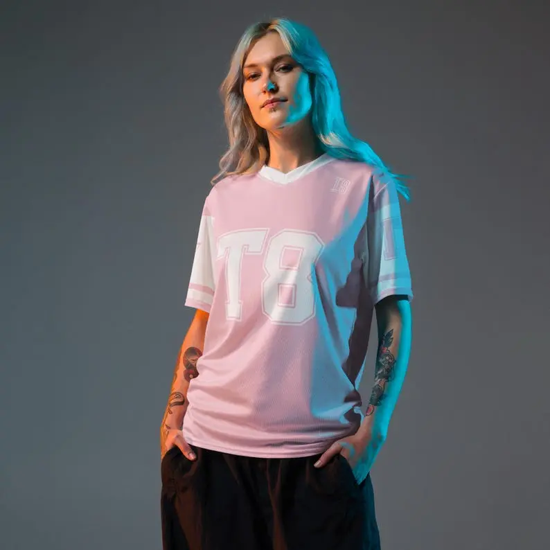 Tate Mcrae Pink & White Football Jersey, Tate Concert Clothes, T8 Mcrae Jersey, Tate Mcrae Tshirt, T8 Shirt, T8 Hoodie, Tate Mcrae Jersey, 2