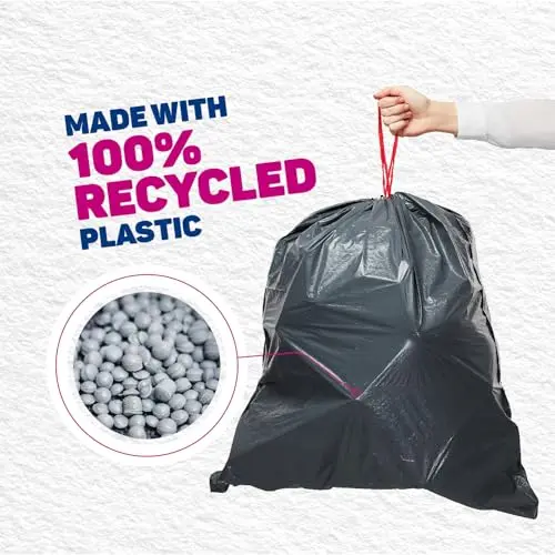 Bacofoil Elasti-Fit Bin Liners - 30L Recycled bin bags, 6 Rolls (72 Bags) - Leak-Proof, Elastic Fastening for Secure Fit - Made from 100% Recycled Plastic - Eco-Friendly Waste Disposal. 2